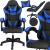 Scaun birou pentru gaming, ergonomic, suport lombar si tetiera, 114-123x55x50 cm, negru si albastru Household NewTrend