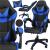 Scaun birou pentru gaming, ergonomic, suport lombar si tetiera, 114-123x55x50 cm, negru si albastru Household NewTrend