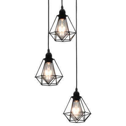 Lustră cu design diamant, negru, 3 x bec E27 GartenMobel Dekor