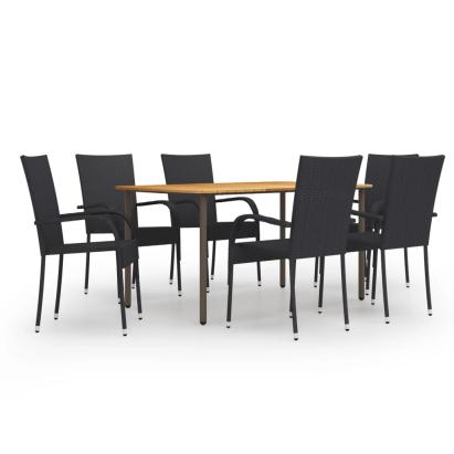 Set mobilier de grădină, 7 piese, negru, poliratan GartenMobel Dekor