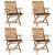 Scaune grădină pliabile cu perne, 4 buc, lemn masiv de tec GartenMobel Dekor