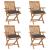 Scaune grădină pliabile cu perne, 4 buc, lemn masiv de tec GartenMobel Dekor