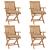 Scaune grădină pliabile cu perne, 4 buc, lemn masiv de tec GartenMobel Dekor