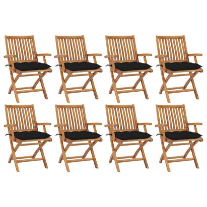 Scaune pliabile de grădină cu perne, 8 buc., lemn masiv de tec GartenMobel Dekor
