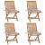 Scaune de grădină pliabile cu perne, 4 buc., lemn masiv de tec GartenMobel Dekor
