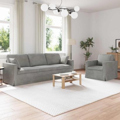 Canapea 2 pcs Gri deschis 228 x 78 x 80 cm Catifea GartenMobel Dekor