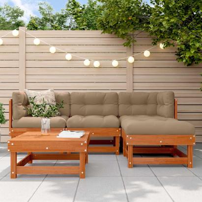 Set de lounge pentru grădină 5 pcs Maro Ceară Lemn masiv de pin GartenMobel Dekor