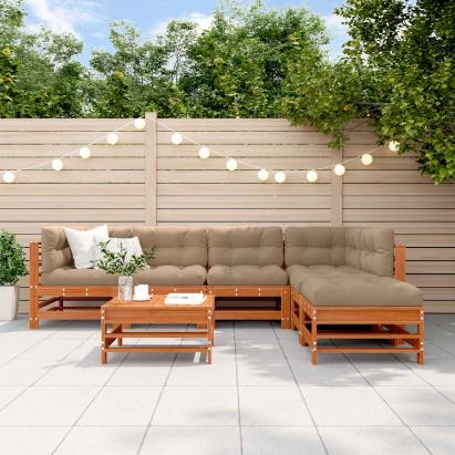 Set de lounge pentru grădină 7 pcs Maro Ceară Lemn masiv de pin GartenMobel Dekor