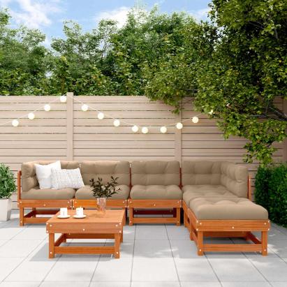 Set de lounge pentru grădină 7 pcs Maro Ceară Lemn masiv de pin GartenMobel Dekor
