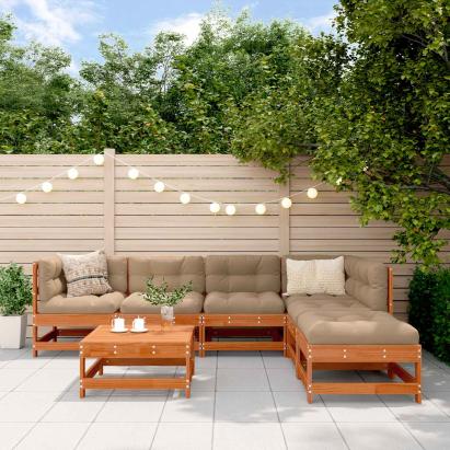 Set de lounge pentru grădină 7 pcs Maro Ceară Lemn masiv de pin GartenMobel Dekor