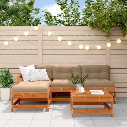 Set de lounge pentru grădină 5 pcs Maro Ceară Lemn masiv de pin GartenMobel Dekor