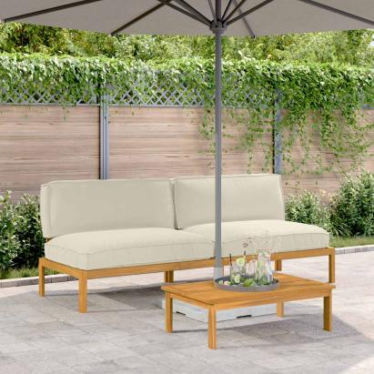 Set de canapea cu pernă Simplu 2 pcs Crem Lemn Solid de Acacia GartenMobel Dekor