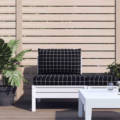 Perne pentru paleți, 2 buc, negru, model carouri, textil oxford GartenMobel Dekor
