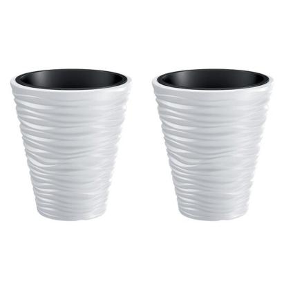 Set 2 ghivece de flori, Sand, rotunde, 34.5x38.5 cm, alb, Prosperplast GartenVIP DiyLine