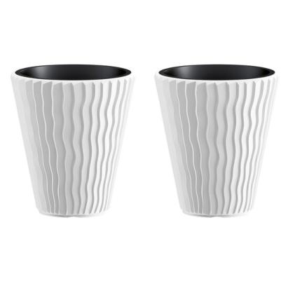 Set 2 ghivece de flori, Sandy, rotunde, 39x43.6 cm, alb, Prosperplast GartenVIP DiyLine