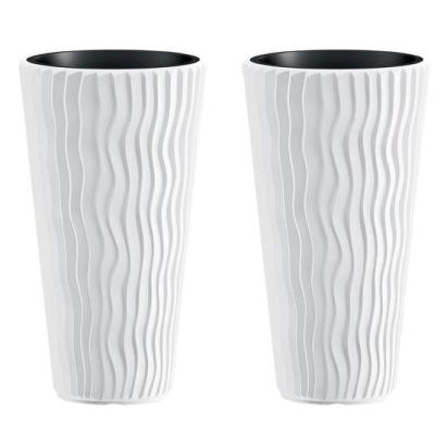 Set 2 ghivece de flori, Sandy Slim, rotunde, inalte, 39x70.8 cm, alb, Prosperplast GartenVIP DiyLine