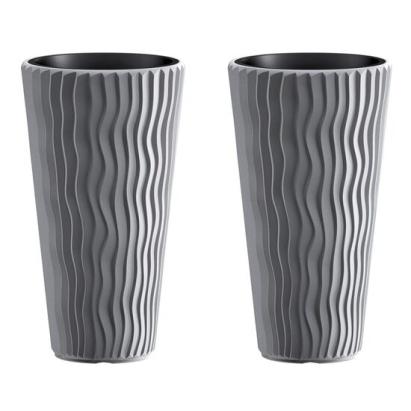 Set 2 ghivece de flori, Sandy Slim, rotunde, inalte, 39x70.8 cm, gri, Prosperplast GartenVIP DiyLine