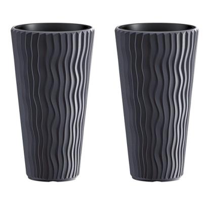 Set 2 ghivece de flori, Sandy Slim, rotunde, inalte, 39x70.8 cm, antracit, Prosperplast GartenVIP DiyLine