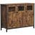VASAGLE Comoda cu 3 usi din sticla, cadru metalic, stil industrial, 35x100x75 cm, maro rustic Household NewTrend