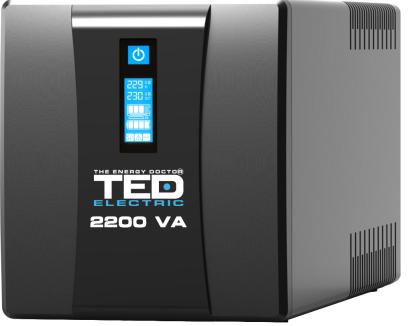 UPS 2200VA 1250W cu Stabilizator si Management, 3x Schuko, Ecran LCD si 4x Acumulator 12V 7Ah, TED Electric TED004666 SafetyGuard Surveillance