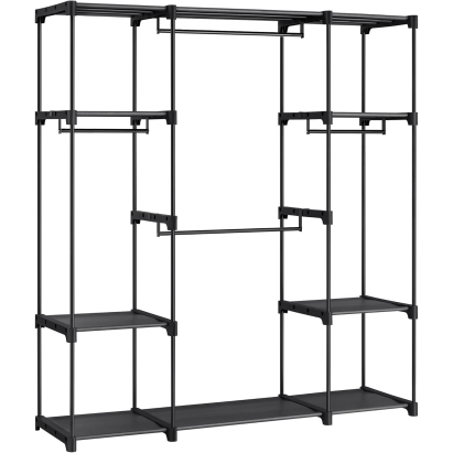 SONGMICS Dulap portabil pentru haine cu 4 bare de suspendare si rafturi, structura metalica, 151x43x166 cm, negru Household NewTrend