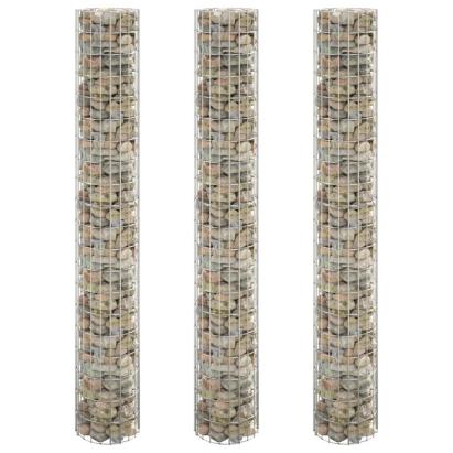 Strat înălțat gabion 3 buc. Ø30x200 cm oțel galvanizat circular GartenMobel Dekor