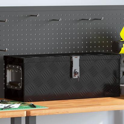 Cutie de depozitare, negru, 60x23,5x23 cm, aluminiu GartenMobel Dekor