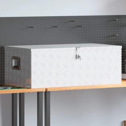 Cutie de depozitare, argintiu, 100x55x37 cm, aluminiu GartenMobel Dekor