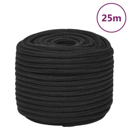 Frânghie de barcă, negru complet, 12 mm, 25 m, polipropilenă GartenMobel Dekor