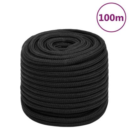 Frânghie de barcă, negru complet, 16 mm, 100 m, polipropilenă GartenMobel Dekor