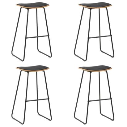 Scaune de bar, 4 buc., negru, piele ecologică GartenMobel Dekor