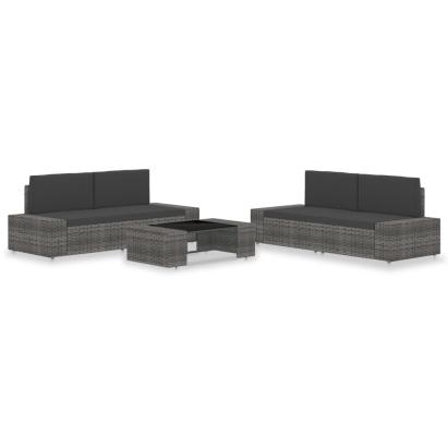 Set mobilier de grădină, 5 piese, gri, poliratan GartenMobel Dekor