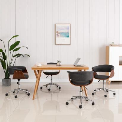 Scaune de bucătărie pivotante, 4 buc., gri, textil GartenMobel Dekor