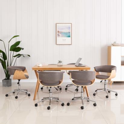 Scaune de sufragerie pivotante, 6 buc., gri taupe, textil GartenMobel Dekor