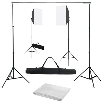 Kit studio foto cu lumini softbox și fundal GartenMobel Dekor