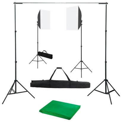Kit studio foto cu lumini softbox și fundal GartenMobel Dekor
