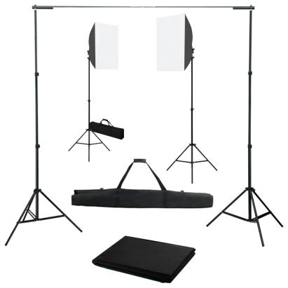 Kit studio foto cu lumini softbox și fundal GartenMobel Dekor