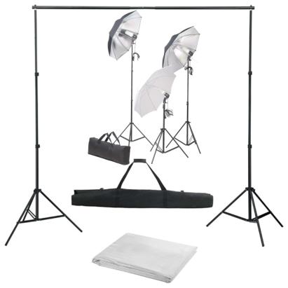 Kit studio foto cu set de lumini și fundal GartenMobel Dekor