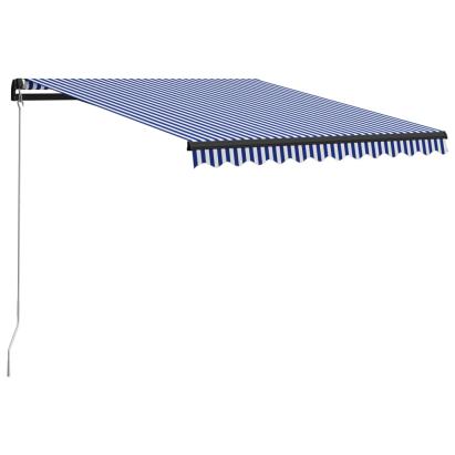 Copertină retractabilă manual, albastru și alb, 300 x 250 cm GartenMobel Dekor