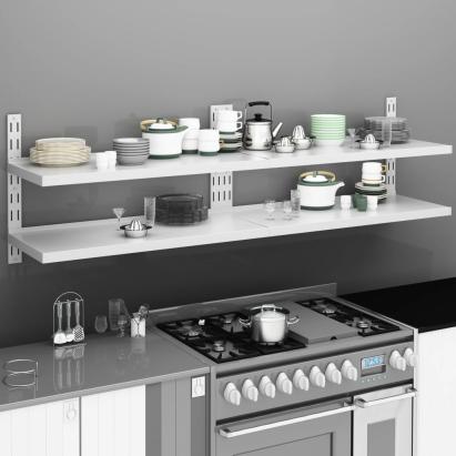 Rafturi suspendate 2 niveluri 2 buc. 200x30 cm oțel inoxidabil GartenMobel Dekor