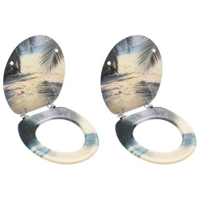 Scaune WC cu capac, 2 buc., MDF, model plajă GartenMobel Dekor