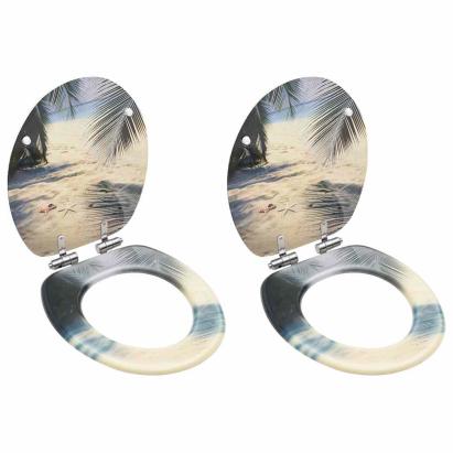 Scaune WC, capac silențios, 2 buc., MDF, model plajă GartenMobel Dekor