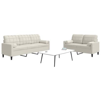 Set de canapele cu perne/rulouri, 2 piese, crem, catifea GartenMobel Dekor