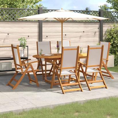 Set mobilier de grădină, 7 piese, lemn masiv acacia/textilenă GartenMobel Dekor