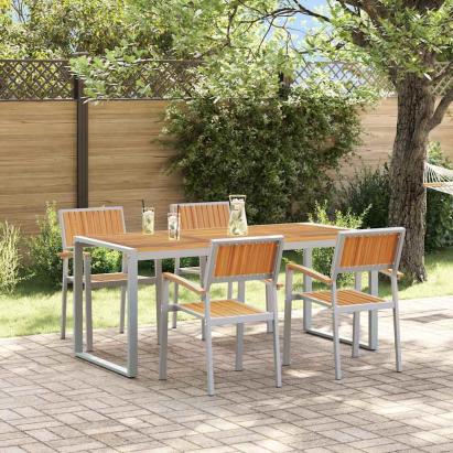 Set de masă pentru grădină 5 pcs Gri Lemn Solid de Acacia GartenMobel Dekor
