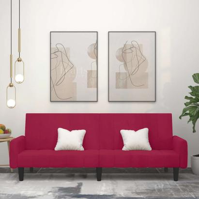 Canapea extensibilă cu 2 locuri, roșu vin, catifea GartenMobel Dekor