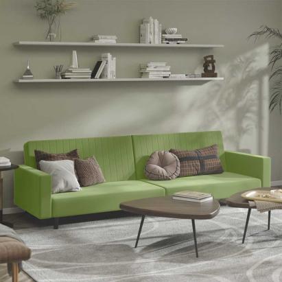 Canapea extensibilă cu 2 locuri, verde deschis, catifea GartenMobel Dekor