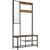 VASAGLE Cuier pentru hol cu oglinda si 9 carlige detasabile, structura metalica, stil industrial, 98x36x185 cm, maro rustic Household NewTrend