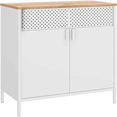 SONGMICS Dulap depozitare metalic cu 2 usi, raft reglabil, cadru otel, stil industrial, 80x40x76 cm, alb si bej Household NewTrend