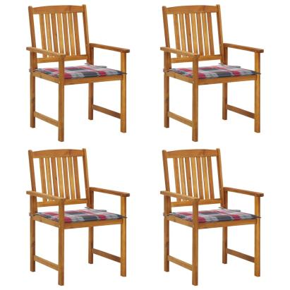 Scaune de grădină cu perne, 4 buc., lemn masiv de acacia GartenMobel Dekor